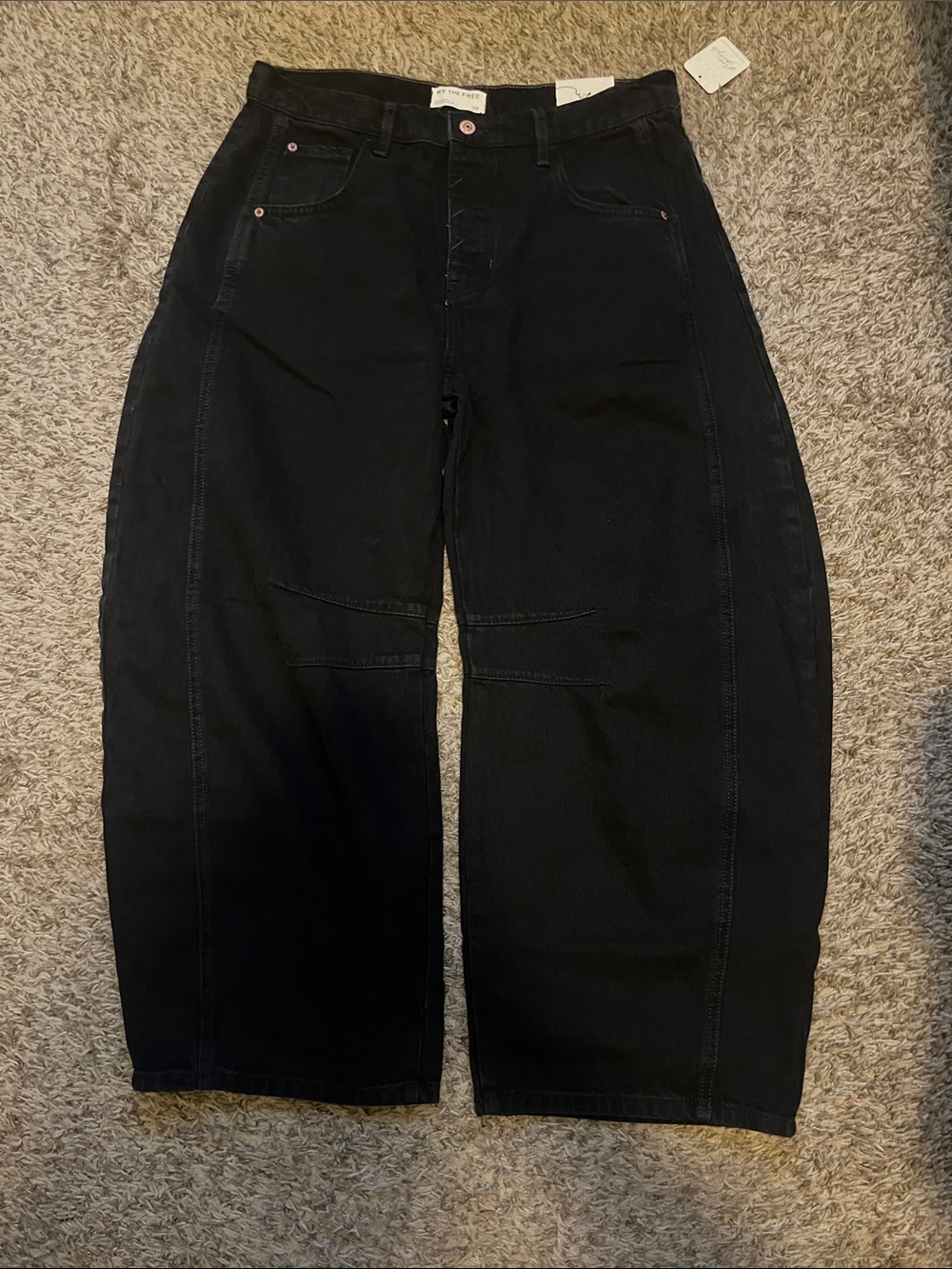We The Free Women's Black Relaxed Wide-Leg Jeans